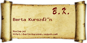 Berta Kurszán névjegykártya